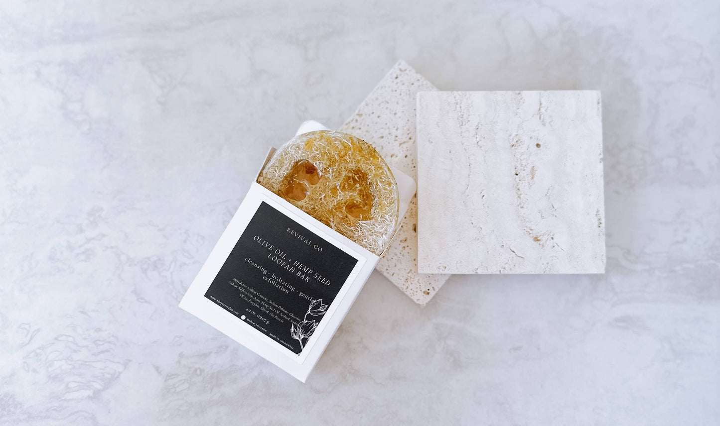 Olive Oil and Hemp Seed Loofah Soap Bar